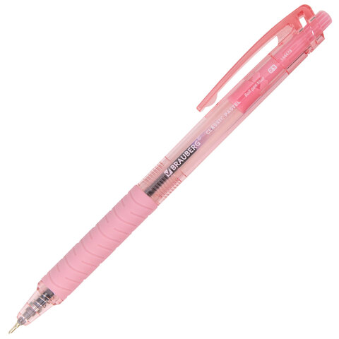 Ручки шариковые автоматические с грипом BRAUBERG "CLASSIC PASTEL", СИНИЕ, НАБОР 5 ШТ., пишущий узел 0,5 мм, линия письма 0,35 мм, 144470