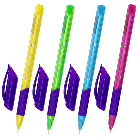Ручка шариковая масляная с грипом BRAUBERG "Extra Glide GT Color", СИНЯЯ, трехгранная, игольчатый наконечник 0,7 мм, линия 0,5 мм, 144264