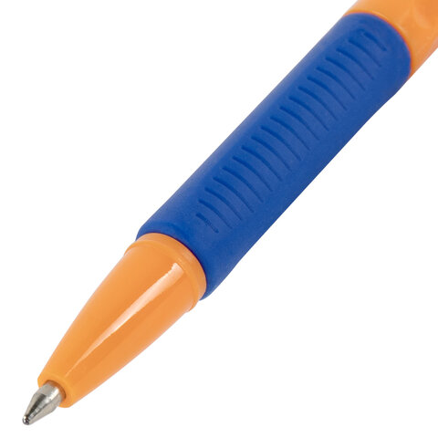 Ручки шариковые с грипом BRAUBERG "ULTRA GT ORANGE", НАБОР 8 ШТУК, СИНИЕ, корпус оранжевый, узел 0,7 мм, линия 0,35 мм, 144530