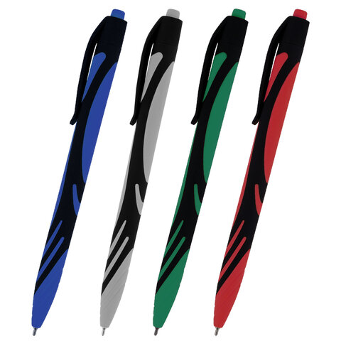 Ручка шариковая автоматическая BRAUBERG "ULTRA COLOR CLASSIC", корпус ассорти, СИНЯЯ, пишущий узел 0,7 мм, линия письма 0,35 мм, 144498