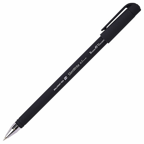 Ручка шариковая BRUNO VISCONTI "SlimWrite", "Black", СИНЯЯ, корпус черный, узел 0,5 мм, линия письма 0,3 мм, 20-0009
