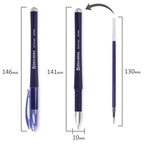 Ручка гелевая с грипом BRAUBERG "FINE GEL SOFT", СИНЯЯ, игольчатый узел 0,5 мм, линия письма 0,35 мм, 141182