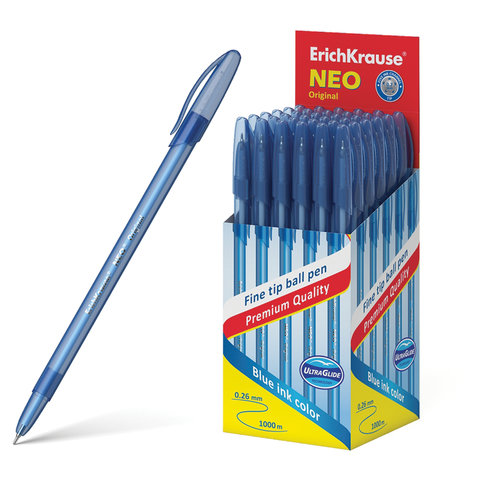 Ручка шариковая ERICH KRAUSE "Neo Stick Original", СИНЯЯ, узел 0,7 мм, линия письма 0,26 мм, 46515