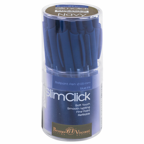 Ручка шариковая автоматическая BRUNO VISCONTI "SlimClick NAVY", СИНЯЯ, линия 0,4 мм, 20-0419