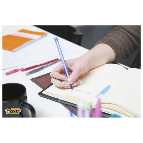 Ручки шариковые BIC "Round Stic", НАБОР 4 шт., СИНИЕ, узел 1 мм, линия письма 0,32 мм, пакет, 944176