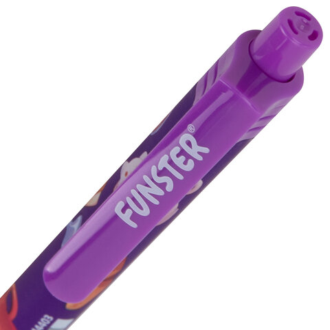 Ручка шариковая автоматическая с принтом FUNSTER (ФАНСТЕР) "TASTY FOOD", корпус soft-touch, СИНЯЯ, узел 0,7 мм, линия письма 0,35 мм, 144403