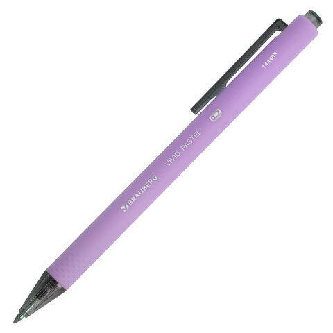 Ручки шариковые автоматические BRAUBERG "VIVID PASTEL", СИНИЕ, НАБОР 4 ШТУКИ, soft-touch, пишущий узел 0,7 мм, линия письма 0,35 мм, 144408