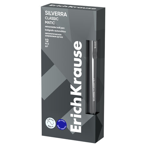 Ручка шариковая автоматическая ERICH KRAUSE "Silverra Matic Classic", СИНЯЯ, линия 0,35 мм, 63132