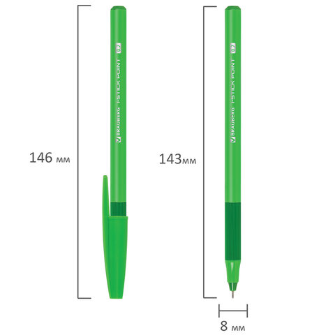 Ручка шариковая с грипом BRAUBERG "i-STICK POINT NEON", СИНЯЯ, корпус ассорти, игольчатый узел 0,7 мм, линия письма 0,35 мм, 144022