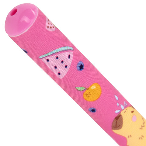 Ручка шариковая с принтом FUNSTER (ФАНСТЕР) STICK "CUTE CAPY", СИНЯЯ, SOFT TOUCH покрытие, узел 0,7 мм, линия письма 0,35 м, 144393
