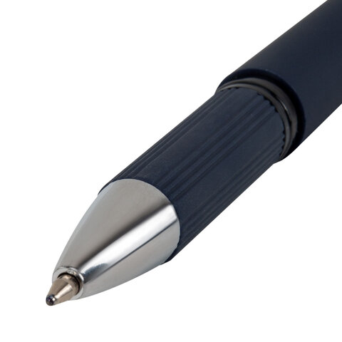 Ручка шариковая с грипом BRAUBERG "VIVID", СИНЯЯ, SOFT TOUCH покрытие, узел 0,7 мм, линия письма 0,35 мм, 144396
