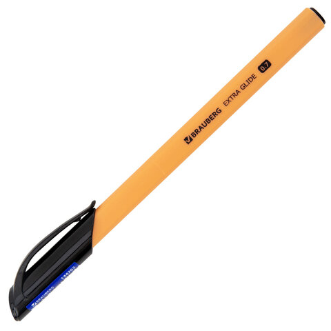 Ручка шариковая масляная BRAUBERG "Extra Glide Softy EL", СИНЯЯ, корпус ассорти, игольчатый наконечник 0,7 мм, линия письма 0,5 мм, 144262