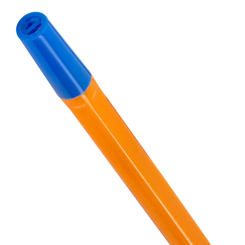 Ручка шариковая STAFF "Basic BP-66 ORANGE", СИНЯЯ, корпус оранжевый, узел 1 мм, линия письма 0,5 мм, 144453