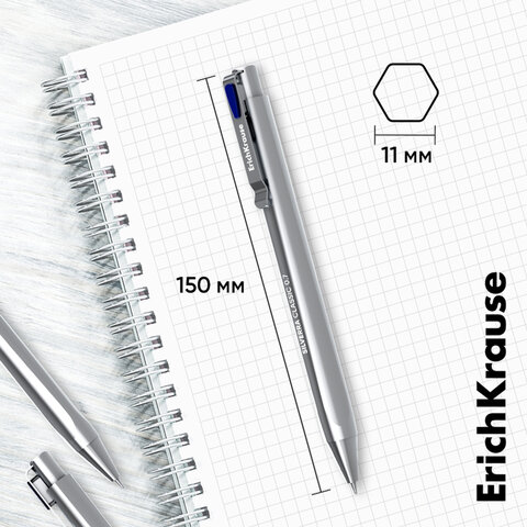 Ручка шариковая автоматическая ERICH KRAUSE "Silverra Matic Classic", СИНЯЯ, линия 0,35 мм, 63132