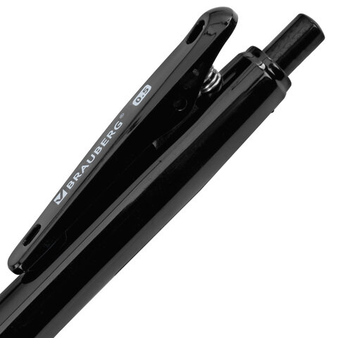 Ручка шариковая автоматическая С УДЛИНЕННЫМ ГРИПОМ BRAUBERG "BLACK & WHITE", СИНЯЯ, пишущий узел 0,5 мм, линия письма 0,35 мм, 144462