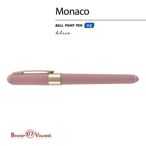 Ручка шариковая BRUNO VISCONTI MONACO SPACE, СИНЯЯ, розовый корпус с глиттером, линия 0,4 мм, 20-0125/53