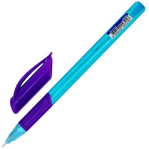 Ручка шариковая масляная с грипом BRAUBERG "Extra Glide GT Color", СИНЯЯ, трехгранная, игольчатый наконечник 0,7 мм, линия 0,5 мм, 144264