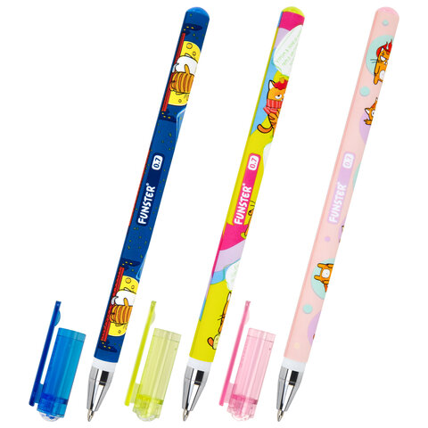 Ручка шариковая с принтом FUNSTER (ФАНСТЕР) STICK "КОТ-ЭНТУЗИАСТ", СИНЯЯ, SOFT TOUCH покрытие, узел 0,7 мм, линия 0,35 мм, 144398