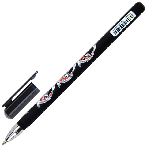 Ручка шариковая с принтом FUNSTER (ФАНСТЕР) STICK "FISH KOI", СИНЯЯ, SOFT TOUCH покрытие, узел 0,7 мм, линия письма 0,35 мм, 144388
