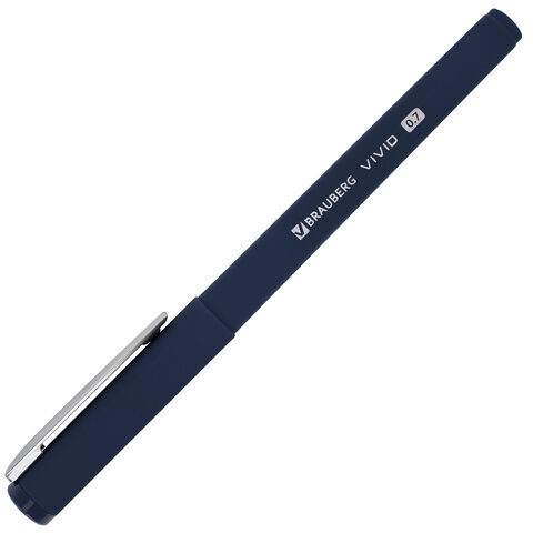 Ручки шариковые с грипом BRAUBERG "VIVID", НАБОР 3 ШТУКИ, СИНИЕ, SOFT TOUCH покрытие, узел 0,7 мм, линия письма 0,35 мм, 144401