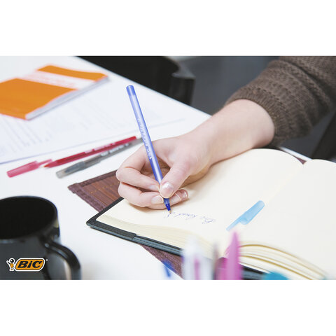 Ручки шариковые BIC "Round Stic", НАБОР 3 шт., СИНИЕ, узел 1 мм, линия письма 0,32 мм, пакет, 9021522