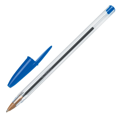 Ручки шариковые BIC "Cristal Original", НАБОР 10 шт., СИНИЕ, узел 1 мм, линия письма 0,32 мм, пакет, 830863