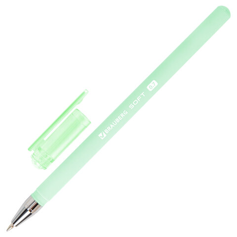 Ручки шариковые BRAUBERG "SOFT PASTEL", НАБОР 4 ШТУКИ, СИНИЕ, SOFT TOUCH покрытие, узел 0,7 мм, линия письма 0,35 мм, 144400