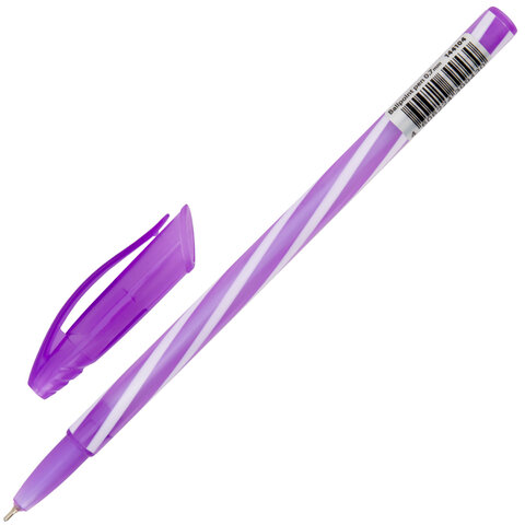 Ручка шариковая масляная BRAUBERG KIDS "TWIST", СИНЯЯ, корпус ассорти, пишущий узел 0,7 мм, линия письма 0,35 мм, 144104