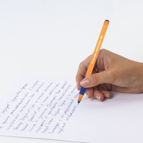 Ручка шариковая с грипом BRAUBERG "i-STICK POINT ORANGE", СИНЯЯ, пишущий узел 0,7 мм, линия письма 0,35 мм, 144386