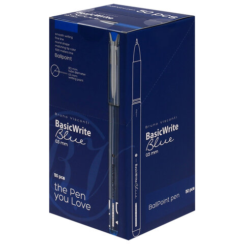 Ручка шариковая BRUNO VISCONTI "BasicWrite", синяя, Breeze, 0,5 мм, линия 0,4 мм, 20-0317/01
