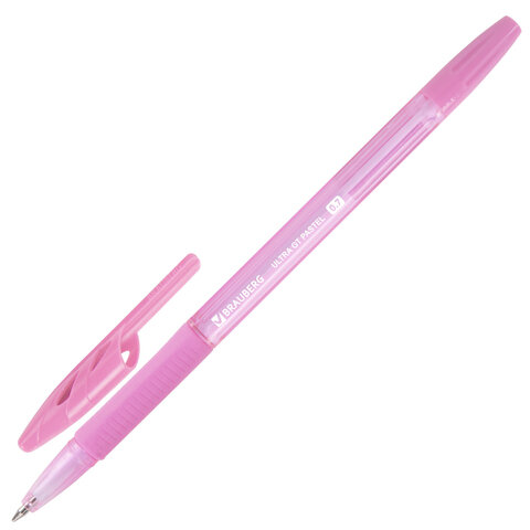 Ручки шариковые с грипом BRAUBERG "ULTRA GT PASTEL", НАБОР 4 ШТУКИ, СИНИЕ, узел 0,7 мм, линия 0,35 мм, 144533