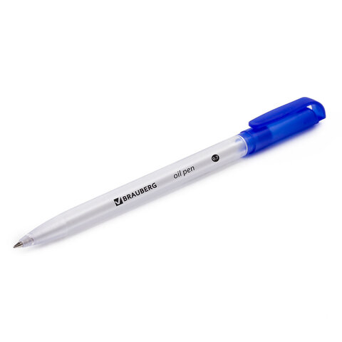 Ручка шариковая масляная BRAUBERG "OIL PEN", СИНЯЯ, корпус прозрачный, 0,7 мм, линия 0,35 мм, 141476