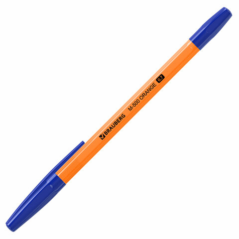Ручки шариковые BRAUBERG "M-500 ORANGE", НАБОР 4 шт., СИНИЕ, узел 0,7 мм, линия письма 0,35 мм, 143950