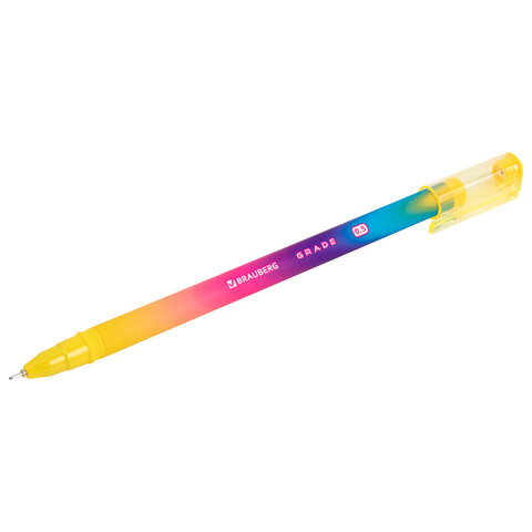 Ручка гелевая BRAUBERG GRADE NEON, ЧЕРНАЯ, игольчатый узел 0,5 мм, линия письма 0,3 мм, 144285
