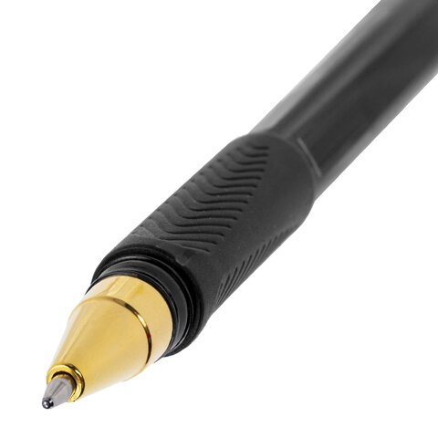 Ручка шариковая BRAUBERG BP-GT GLD BLACK, ЧЕРНАЯ, корпус тонированный, пишущий узел 0,7 мм, линия письма 0,35 мм, 144507