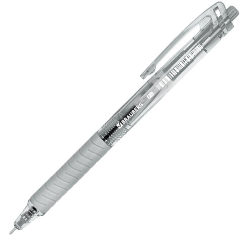 Ручка шариковая автоматическая с грипом BRAUBERG "CLASSIC DARK COLOR", СИНЯЯ, ассорти, пишущий узел 0,5 мм, линия письма 0,35 мм, 144469