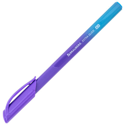 Ручка шариковая масляная BRAUBERG "Extra Glide DZ", СИНЯЯ, трехгранная, корпус ассорти, игольчатый наконечник 0,7 мм, линия 0,5 мм, 144263