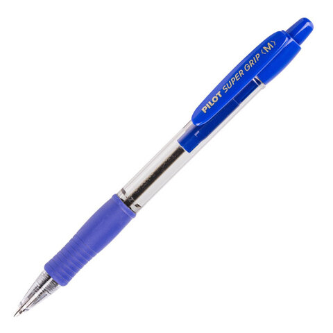 Ручка шариковая автоматическая с грипом PILOT Super Grip, СИНЯЯ, 1 мм, линия 0,27 мм, BPGP-10R-M L
