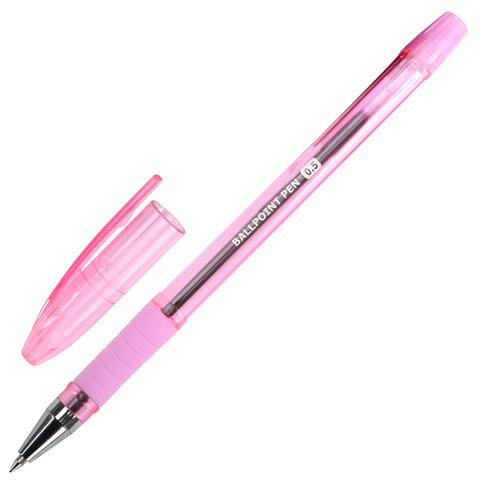 Ручка шариковая масляная с грипом "PASTEL", BRAUBERG, СИНЯЯ, стандартный узел 0,5 мм, линия письма 0,25 мм, 144488