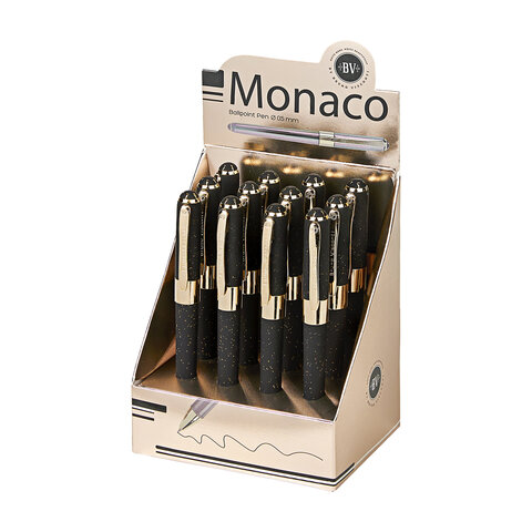Ручка шариковая BRUNO VISCONTI MONACO SPACE, СИНЯЯ, черный корпус с глиттером, линия 0,4 мм, 20-0125/52